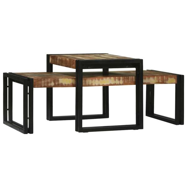 2-teiliges Couchtisch-Set aus Massivholz Altholz