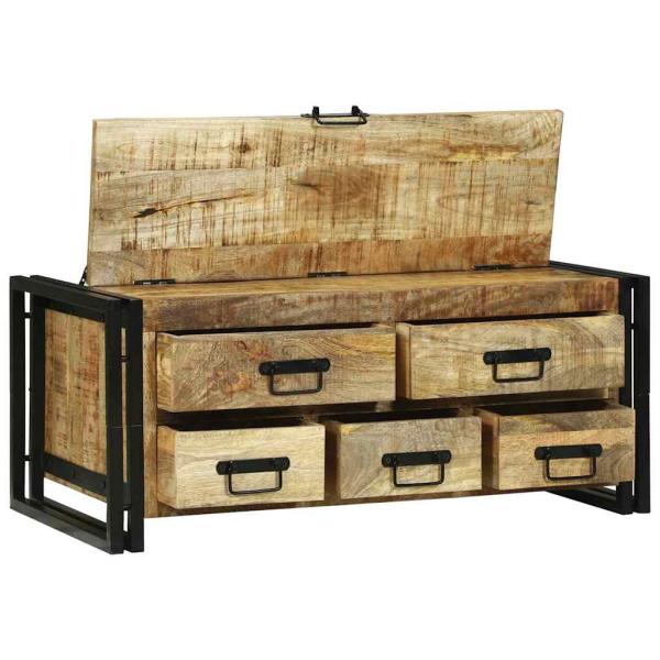 Couchtisch 90x50x38 cm aus massivem rohen Mangoholz