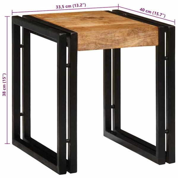 Nesting Tische 3 Teile Massiv Rauhes Holz Mango