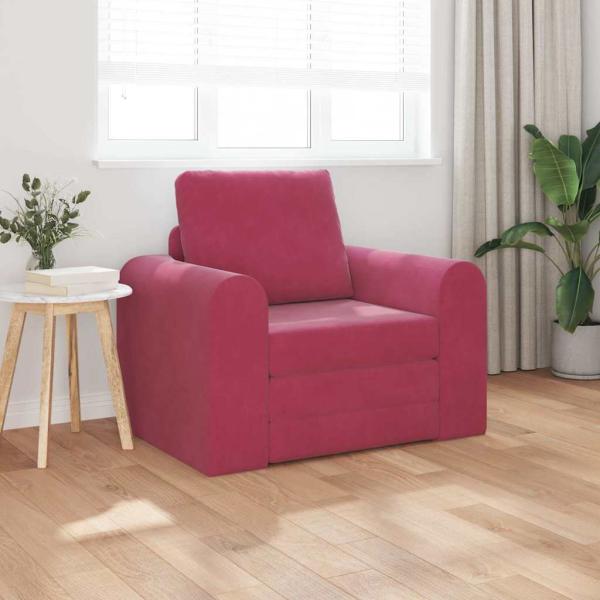 ARDEBO.de - Boden-Sofa-Bett 2-in-1 Weinrot 98x71x83 cm Samt