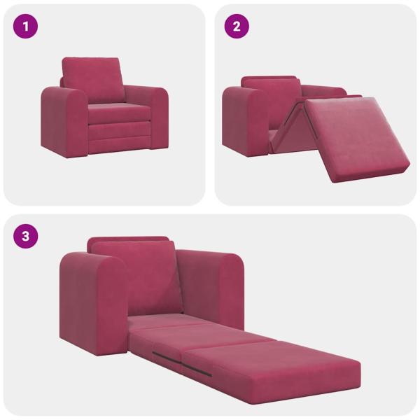 Boden-Sofa-Bett 2-in-1 Weinrot 98x71x83 cm Samt