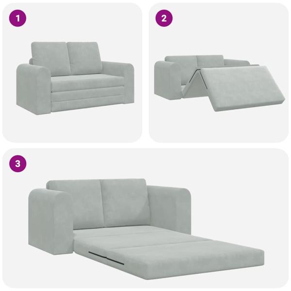 Boden Sofa Bett 2-in-1 Hellgrau 148x71x83 cm Velvet