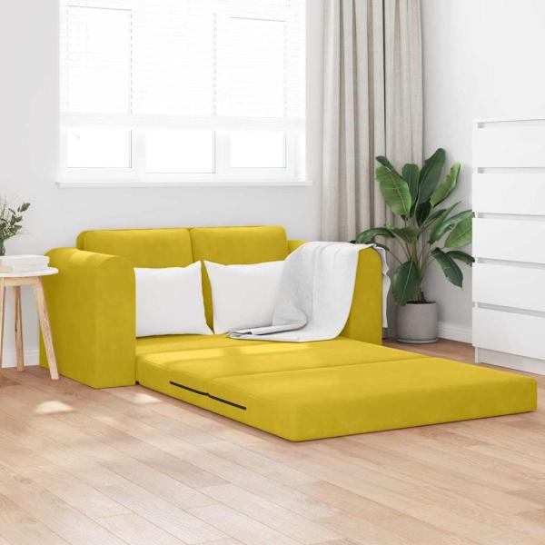 ARDEBO.de - Boden-Sofa-Bett 2-in-1 Gelb 148x71x83 cm Velvet