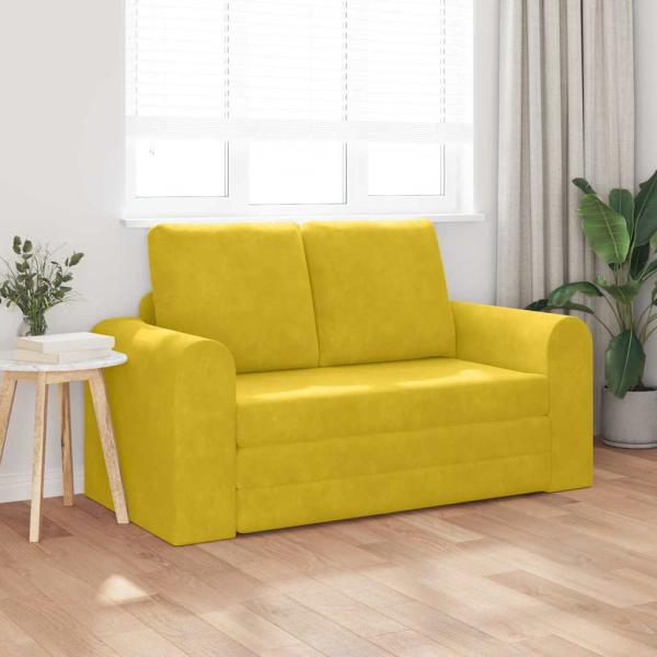 Boden-Sofa-Bett 2-in-1 Gelb 148x71x83 cm Velvet