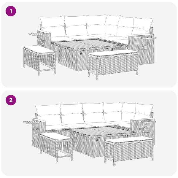 Gartensofa-set 8 pcs Schwarz Poly-Rattan