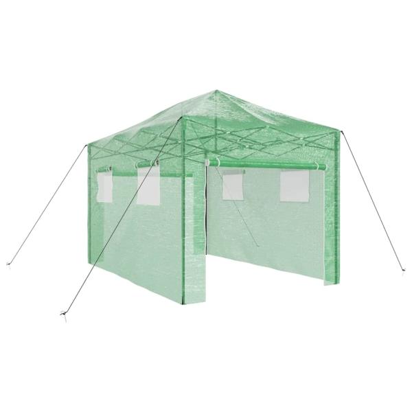 Begehbares Gewächshaus mit Pop-up Rahmen Grün 410x280x315 cm Stahl