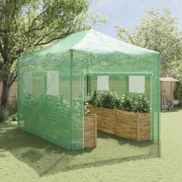 Begehbares Gewächshaus mit Pop-up Rahmen Grün 410x280x315 cm Stahl