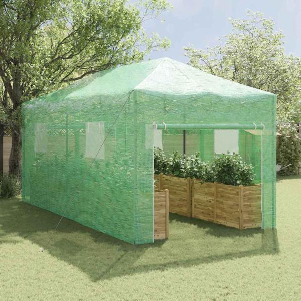 Gehege-Gewächshaus mit Pop-up-Rahmen Grün 580x290x315 cm Stahl
