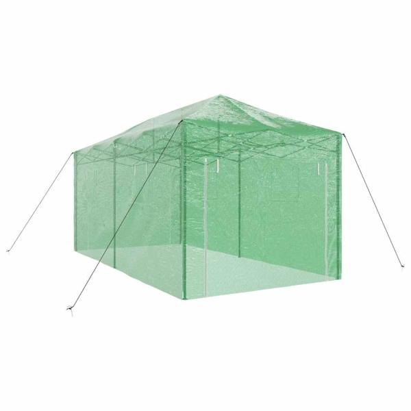 Gehege-Gewächshaus mit Pop-up-Rahmen Grün 580x290x315 cm Stahl