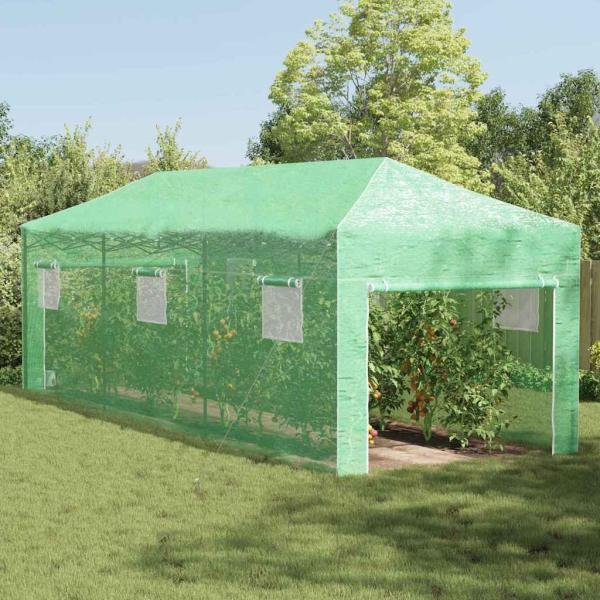 ARDEBO.de - Walk-in Gewächshaus mit Pop-up-Rahmen Grün 870x290x315 cm Stahl