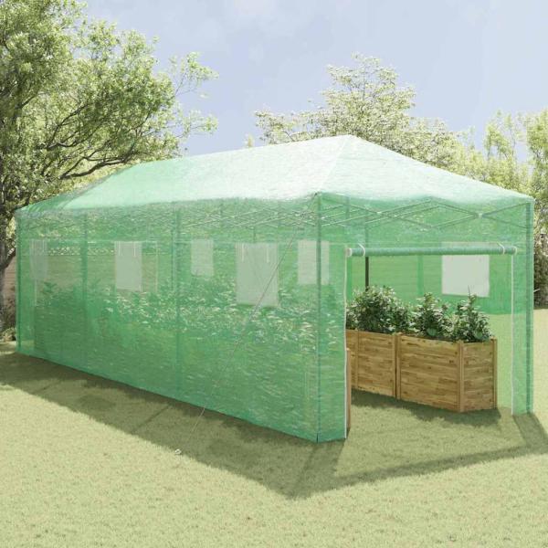 Walk-in Gewächshaus mit Pop-up-Rahmen Grün 870x290x315 cm Stahl