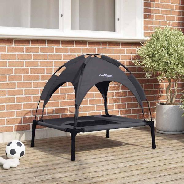 ARDEBO.de - Erhöhtes Hundebett Schwarz Polyester, Metallrahmen