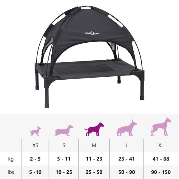 Erhöhtes Hundebett Schwarz Polyester, Metallrahmen