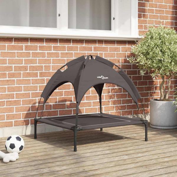 ARDEBO.de - Erhöhtes Hundebett Braun Polyester, Metall Mittel