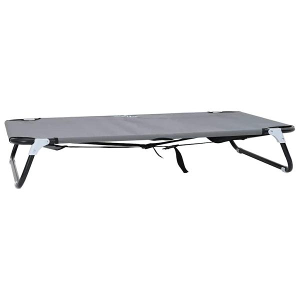 Hundebett Faltbar Hellgrau Metallrahmen, Stoffbett 90 x 55 x 18 cm