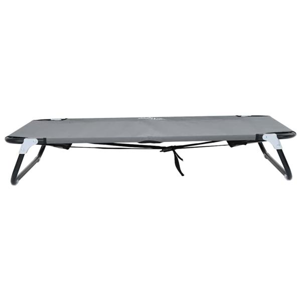 Hundebett Faltbar Hellgrau Metallrahmen, Stoffbett 90 x 55 x 18 cm