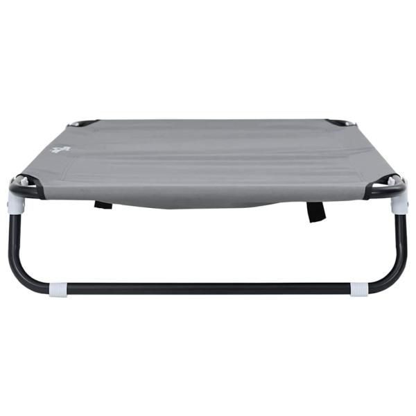 Hundebett Faltbar Hellgrau Metallrahmen, Stoffbett 90 x 55 x 18 cm