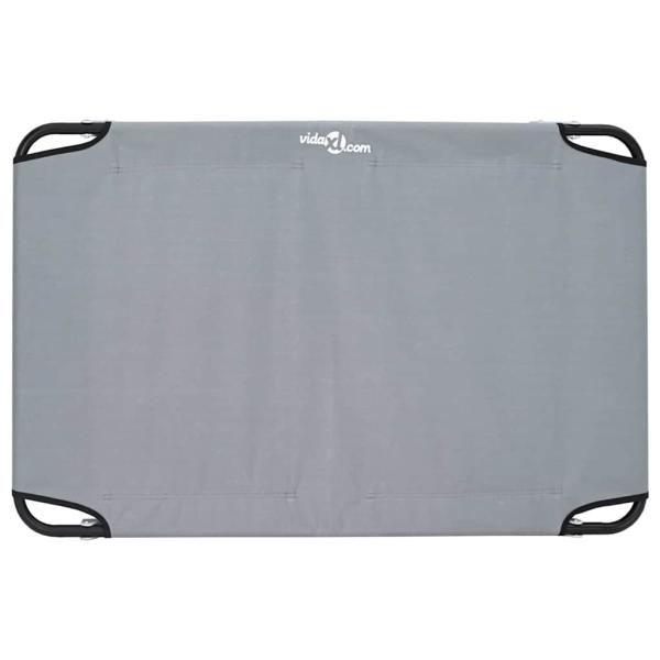 Hundebett Faltbar Hellgrau Metallrahmen, Stoffbett 90 x 55 x 18 cm