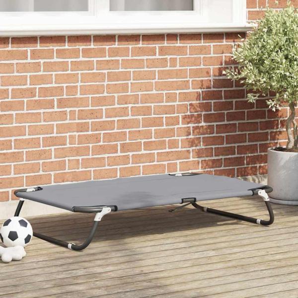 ARDEBO.de - Faltbares Hundebett Hellgrau Metallrahmen, Polyesterbett