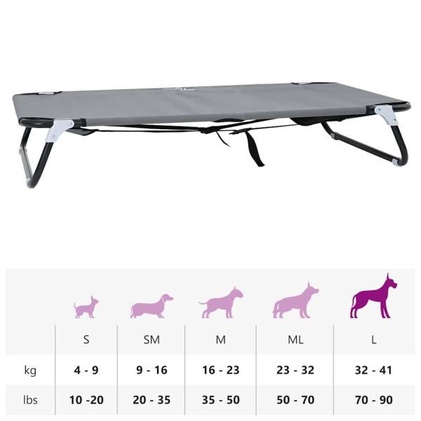 Faltbares Hundebett Hellgrau Metallrahmen, Polyesterbett