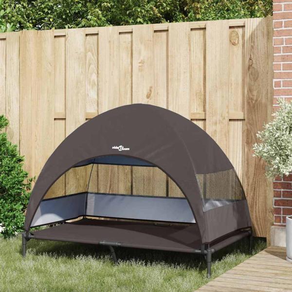 Erhöhtes Hundebett mit abnehmbarem Dach Braun XL Stahl