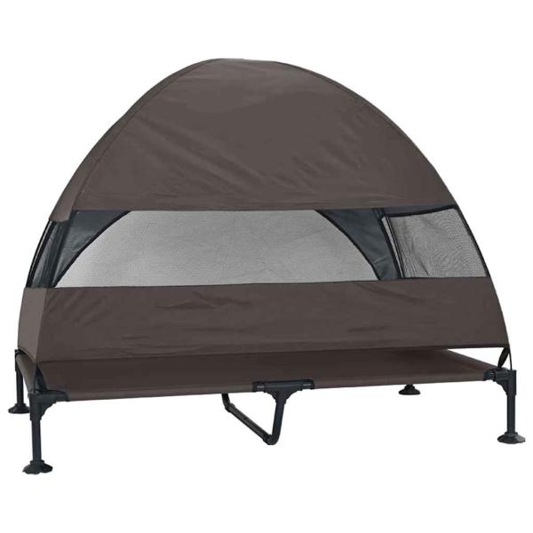 Erhöhtes Hundebett mit abnehmbarem Dach Braun XL Stahl