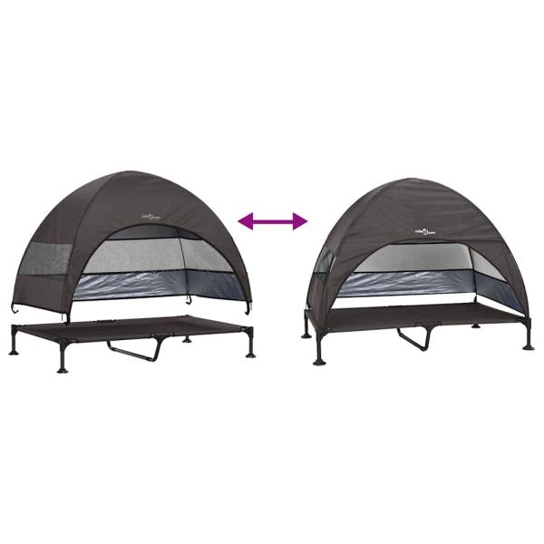 Erhöhtes Hundebett mit abnehmbarem Dach Braun XL Stahl