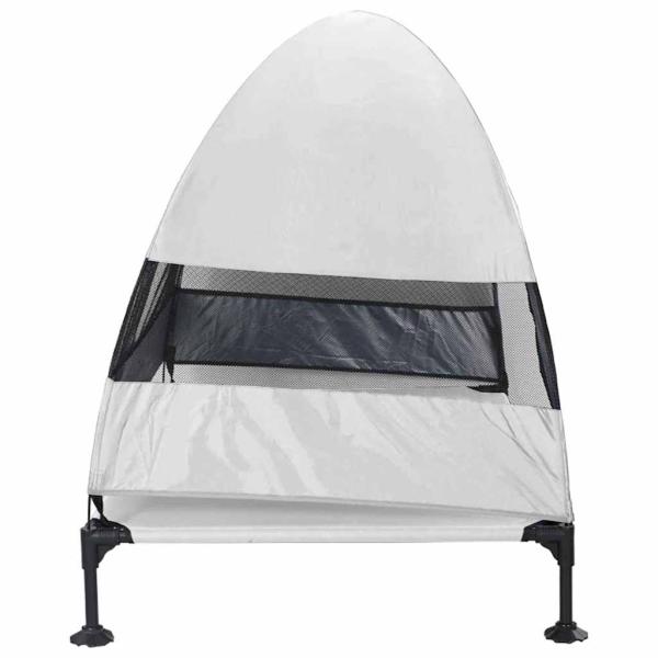 Erhöhtes Hundebett mit Abnehmbarem Dach Silber Grau XL Stahl