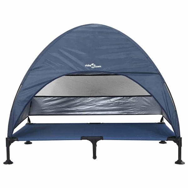 Erhöhtes Hundebett mit abnehmbarem Dach Marineblau XL Stahl