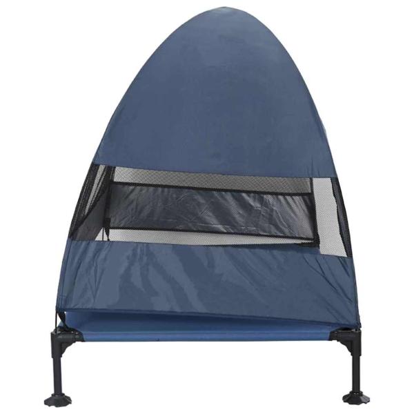 Erhöhtes Hundebett mit abnehmbarem Dach Marineblau XL Stahl