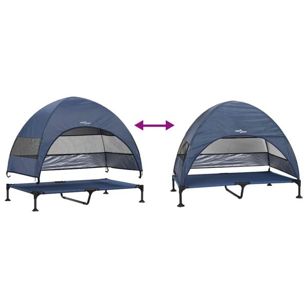 Erhöhtes Hundebett mit abnehmbarem Dach Marineblau XL Stahl
