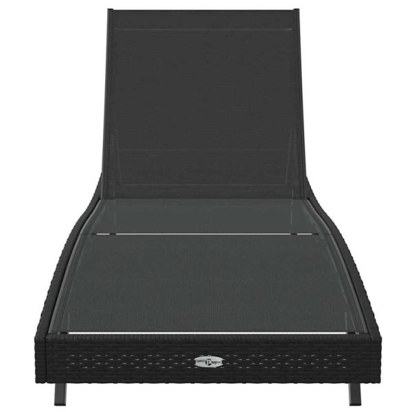 Schwarze Sonnenliege aus Poly Rattan und Textilene von