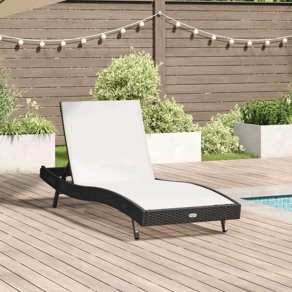ARDEBO.de - Sonnenliege Schwarz Poly Rattan und Textilene