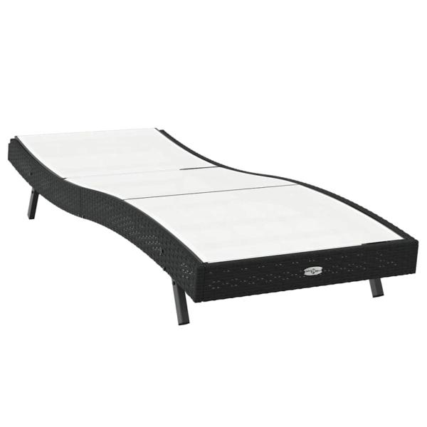 Sonnenliege Schwarz Poly Rattan und Textilene