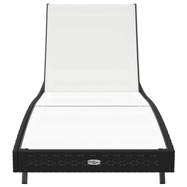 Sonnenliege Schwarz Poly Rattan und Textilene