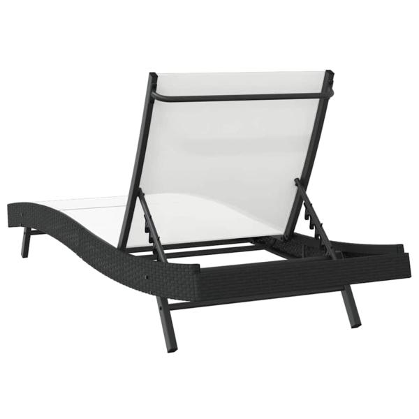 Sonnenliege Schwarz Poly Rattan und Textilene