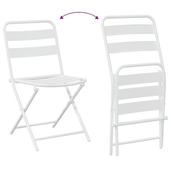 3-teiliges Klapp-Bistro-Set Weiß Stahl
