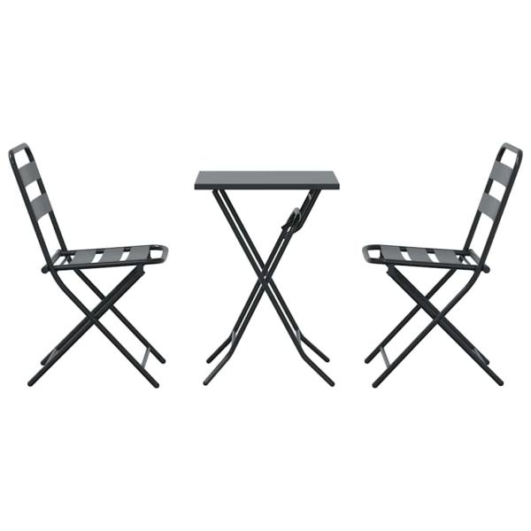 3-teiliges faltbares Bistro-Set anthrazit Stahl