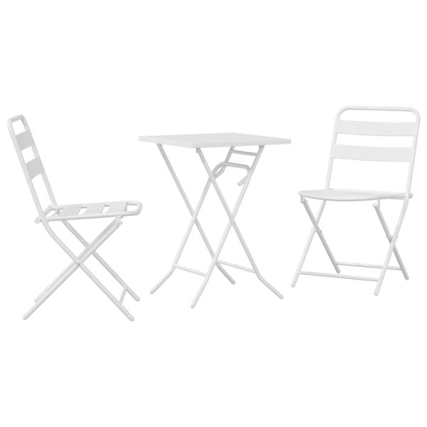 3-teiliges Faltbares Bistro Set Weiß Stahl