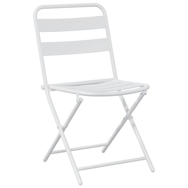 3-teiliges Faltbares Bistro Set Weiß Stahl
