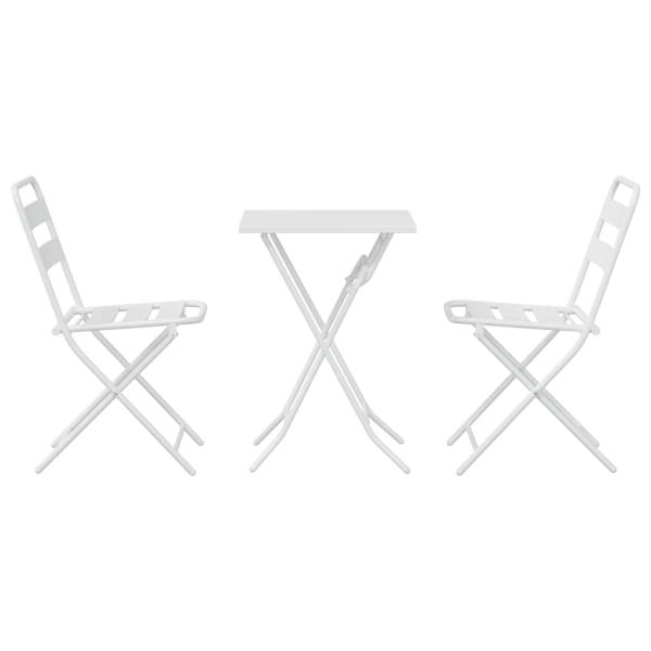 3-teiliges Faltbares Bistro Set Weiß Stahl
