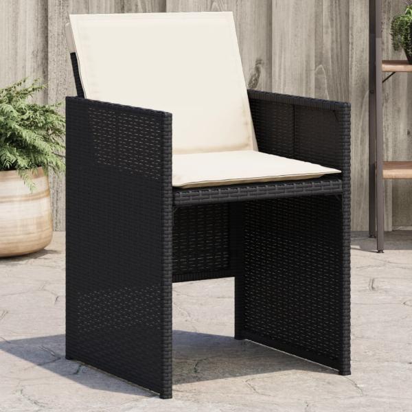 ARDEBO.de - Gartenstühle mit Kissen 4 Stk. Schwarz Poly Rattan