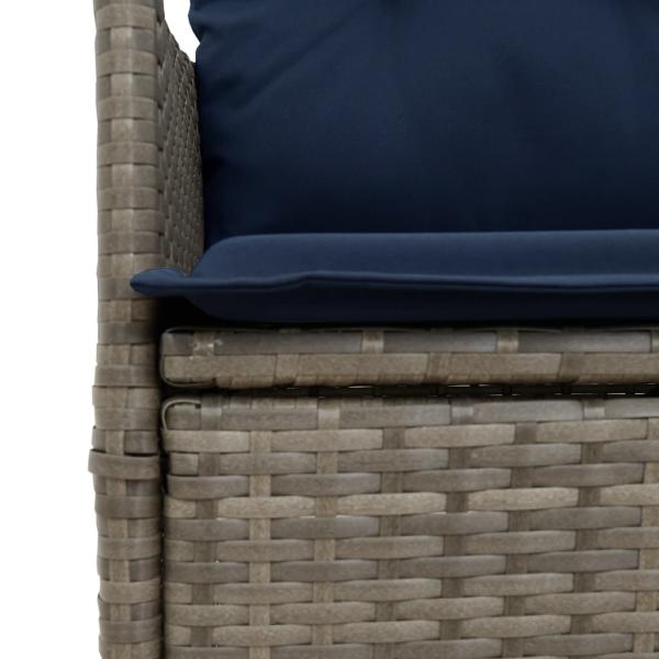 Gartenstühle Verstellbar 2 Stk. mit Kissen Grau Poly Rattan