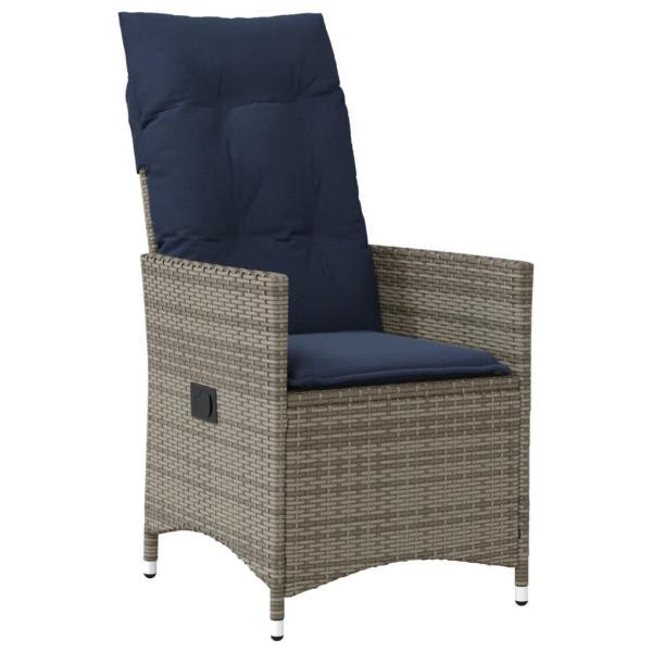 Gartensessel Verstellbar mit Kissen Grau Poly Rattan