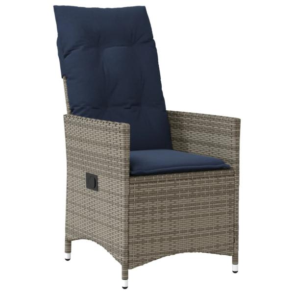 Gartenstühle Verstellbar 2 Stk. mit Kissen Grau Poly Rattan
