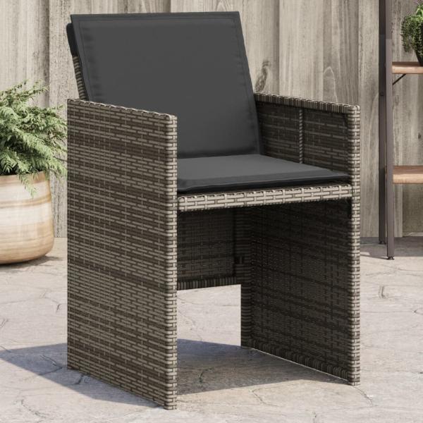 ARDEBO.de - Gartenstühle mit Kissen 4 Stk. Grau Poly Rattan