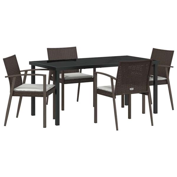 Set von 3 Braun PE Rattan Mittel Robust Rechteckig Modern