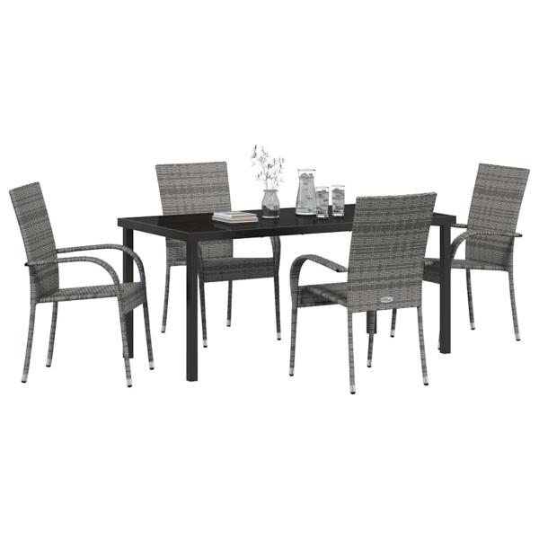 5-teiliges Garten Essset Grau Poly-Rattan