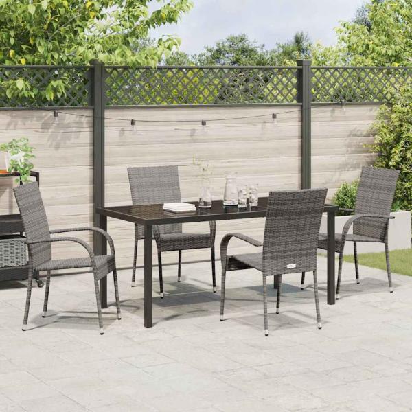 5-teiliges Garten Essset Grau Poly-Rattan