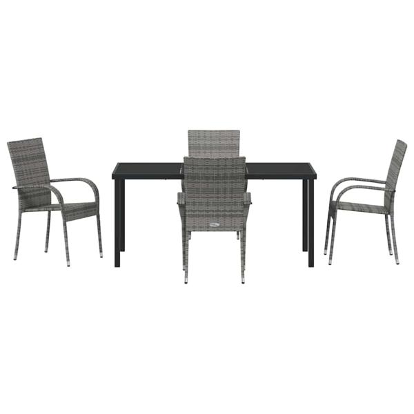 5-teiliges Garten Essset Grau Poly-Rattan